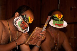 DE_0694: Southern India - Kathakali dancers make up